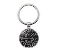 vmcoatdu Viking Compass' Nordic Rune Key Chain Keyring Gift Men Women Keychain Stainless Steel and Inlaid Glass Materials, Color C, One size