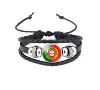 vmcoatdu World Many National Flags Bangle Retro Alloy Leather Bracelet for National Flag Braided Rope Bracelet Bangle, One Size, Metal, alloy