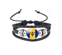 vmcoatdu World Many National Flags Bangle Retro Alloy Leather Bracelet for National Flag Braided Rope Bracelet Bangle, One Size, Metal, alloy