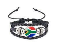 vmcoatdu World Many National Flags Bangle Retro Alloy Leather Bracelet for National Flag Braided Rope Bracelet Bangle, One Size, Metal, alloy
