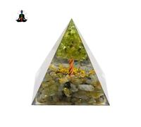 VMDEKK Moonstone Crystal Orgone Pyramid Ogan Crystal Energy Tower Nature Reiki Chakra Crushed Stone Flower of Life Crystal Orgonite Pyramid Healing Chakra Pyramid Gift for Lover (Labradorite)