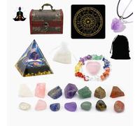 VMDEKK Moonstone Healing Crystals Set Amethyst Gemstones Kits for Beginners Spiritual Crystal 7 Chakra Stones for Women to Protection Real Crystal Necklaces Bracelet Crystal Birthday Gift for Friend