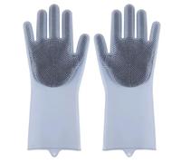 VMDVBNA rubber gloves 2Pairs Reusable Cleaning Gloves Silicone Dishwashing Heat Resistant Dish Scrubber Glove Washing(Gray)