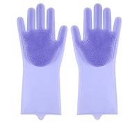 VMDVBNA rubber gloves 2Pairs Reusable Cleaning Gloves Silicone Dishwashing Heat Resistant Dish Scrubber Glove Washing(Purple)