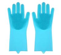 VMDVBNA rubber gloves 2Pairs Reusable Cleaning Gloves Silicone Dishwashing Heat Resistant Dish Scrubber Glove Washing(Blue)