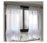 VMDVBNA Ruffled Curtains Nice Ruffled and Ribbon Bow Design Window Drapes Sheer Voile Bedroom Curtains Home Decor 2PCS(Pull pleated tape,2x W 80cm x L 150cm)