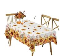 VMDVBNA Table Cloth Wipe Clean Autumn Harvest Sunflower Print Tablecloth Wedding Party Decor Fall Thanksgiving Floral Leaves Rectangle Table Cloths(90x140cm)