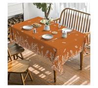 VMDVBNA Table Cloth Wipe Clean Autumn Thanksgiving Orange Wild Flower Tablecloth Fall Harvest Rectangle Table Cover Farmhouse Holiday Wedding Party Decor(140x140cm)