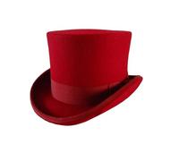 VMDVBNA Top Hat Classic Wool Felt Hats Equestrian Cap Magic Hat Gentlemen Top Men Women Vintage Black Red for Men(Red,XL 60-62cm)