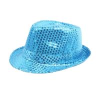 VMDVBNA Top Hat Sequins Bowler Hat Dance Cap Rolled Edge Sparking Jazz Stage Performance for Men(Blue)