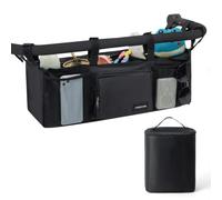 VMEECARL Double Pram Bag Organiser with 2 Insulated Cup Holders | Pram Accessories, Pram Organiser Bag, Double Stroller Organizer, Large Capacity