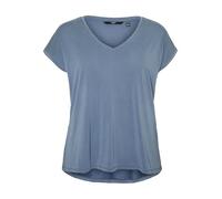 VERO MODA CURVE Women's Vmfilli SS V-Neck tee Ga Curve Top, China Blue, XL