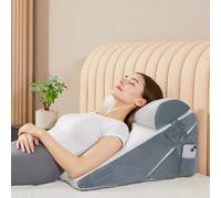 VMFKPNR 3PCS Bed Wedge Pillow Set for After Surgery, 9&12inch Orthopedic Memory Foam Adjustable Pillow Wedge for Acid Reflux Relief, Back Pain, Neck&Back Support