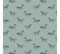 VmG-Store 1 m Cotton Fabric for Sewing, 100% Cotton Sewing Fabric, No Sold by the Metre, Children's Fabric, Patchwork, DIY, Crafts, Quilting, Crafts (Horses Gallop, Green, Bb010)