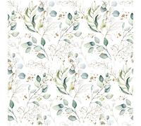 VmG-Store 1 m Cotton Fabric for Sewing, 100% Cotton Sewing Fabric, No Sold by the Metre, Children's Fabric, Patchwork, DIY, Crafts, Quilting, Crafts (Eucalyptus White Bc036)