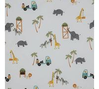 VmG-Store 1m Safari Animals BC021 Cotton Fabric for Sewing, 100% Cotton, Animal Print, Children's Fabric