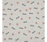 VmG-Store Jersey Fabrics Sold by the Metre for Sewing, Cotton Jersey Sewing Fabric, Children's Fabric, 140 cm Wide, III (Glitter Hearts Ecru JB024)
