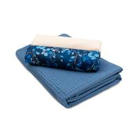 VmG-Store Waffle pique + cotton fabric set, colour-coordinated waffle fabric, 100% cotton fabric, Tex Standard 100 (shrub flowers, cobalt set37)