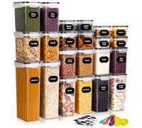 Vmglgig 22 PCS Airtight Food Storage Containers with Lids, BPA-Free Plastic Storage Set, Kitchen Pantry Organization Kitchen Storage Containers for Cereals, Pasta, Rice, Coffee with Spoon Set, Labels