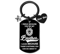 VMHEFAV Little Brother Gift From Sisters Brothers Funny Big Brother Birthday Gifts For Men Cool Christmas Gift For Adult Brothers Keychain From Sister Best Presents for Younger Older brother
