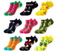 Vmhkjo 9 Pairs Cute Cotton Ankle Socks Womens 4-7 Funny Low Cut Trainer Sock Colorful Odd Socks for Ladies Girls