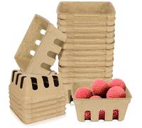 Vmiapxo 20 Pack Natural Pulp Fiber Berry Basket, Small Farmers Market Display Produce Baskets, Vented Berry Container for Strawberry Blueberry Raspberry Egg Fruit Vegetable, Grocery Store Supplies