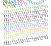 Vmiapxo 48 Pcs Small Metal Double Loop Binding Wires, 8 Colors Binding Spines Combs Ring Coils Cinch Book Binding Wire Spiral Notebook Maker, 9/16" 23 Holes, 2:1 Pitch (8 Colors)