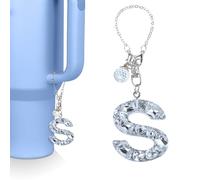 Vmini Tumbler Accessories Compatible with Stanley Tumbler with Handle, Water Bottle Chain for Stanley Cup 40oz with Bling Letter, Letter for Stanley Cup Accessories, S