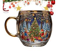 Vmiorzq Christmas Stained Coffee Glass Mug, 300ml Christmas Transparent Painted Coffee Cup, Hand Painted Glass Snowflake Mug, for Hot Drink