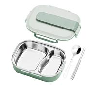 Vmiorzq Thermal Lunch Box, 3 Compartments Stainless Steel Lunch Box, Leakproof Insulated Food Container, 1L Toddler Bowls for Long Drive Outdoor