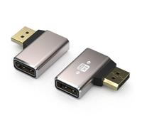 VMOJO 2 Pack DisplayPort Coupler Adapter, Alloy Shell 8K UHD HDR Displayport (DP) 1.4 90 Degree Left Angle Male to Female Extender Extension Connector Converter 8K@60Hz/4K@144Hz