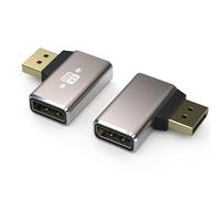 VMOJO 2 Pack DisplayPort Coupler Adapter, Alloy Shell 8K UHD HDR Displayport (DP) 1.4 90 Degree Right Angle Male to Female Extender Extension Connector Converter 8K@60Hz/4K@144Hz
