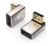 VMOJO 2 Pack DisplayPort Coupler Adapter, Alloy Shell 8K UHD HDR Displayport (DP) 1.4 90 Degree Upward Angle Male to Female Extender Extension Connector Converter 8K@60Hz/4K@144Hz