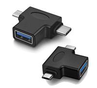 VMOJO 2in1 OTG Converter USB 3.0 to Micro USB and Type C Adapter USB3.0 Female to Micro USB Male and USB C/USB3.1 Male Connector (2 Pack)