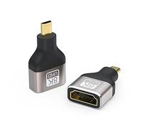 VMOJO 8k Micro HDMI to HDMI Adapter, Micro HDMI Male to Standard HDMI Female Adapter 2.1 Version Adapter for Camera, Laptop, UltraHD, 3D,Convertor Support 8K@60Hz, 4K@144Hz, 2K@240Hz(2 Pack)