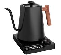 Vmotal Stainless Steel Gooseneck Kettle with Temperature Setting, 24-Hour Heat Function, 1L, 1200W, Black