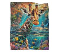 VMPLOKIJH 3D Giraffe Pattern Plush Fleece Blanket, Soft Warm Flannel Throw Blanket, Cozy for Sofa Couch Bedroom Living Room Home Travel 80x90inch(200x230cm)