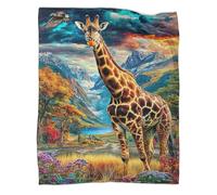 VMPLOKIJH 3D Giraffe Pattern Plush Fleece Blanket, Soft Warm Flannel Throw Blanket, Cozy for Sofa Couch Bedroom Living Room Home Travel 50x60inch(127x152cm)