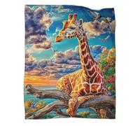 VMPLOKIJH 3D Giraffe Pattern Plush Fleece Blanket, Soft Warm Flannel Throw Blanket, Cozy for Sofa Couch Bedroom Living Room Home Travel 40x50inch(100x130cm)