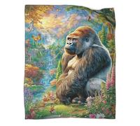 VMPLOKIJH 3D Gorilla Pattern Fleece Throw, Super Soft Flannel Plush Blanket, Warm Cosy Throw Blanket for Couch Sofa Bedroom Living Room Home 80x90inch(200x230cm)