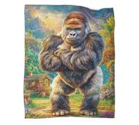 VMPLOKIJH 3D Gorilla Pattern Plush Fleece Blanket, Soft Warm Flannel Throw Blanket, Cozy for Sofa Couch Bedroom Living Room Home Travel 50x60inch(127x152cm)