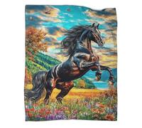 VMPLOKIJH 3D Horse Racing Pattern Fleece Throw, Super Soft Flannel Plush Blanket, Warm Cosy Throw Blanket for Couch Sofa Bedroom Living Room Home 40x50inch(100x130cm)