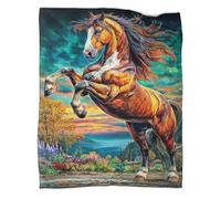 VMPLOKIJH 3D Horse Racing Pattern Fleece Throw, Super Soft Flannel Plush Blanket, Warm Cosy Throw Blanket for Couch Sofa Bedroom Living Room Home 70x80inch(180x200cm)