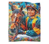 VMPLOKIJH 3D Horse Racing Pattern Fleece Throw, Super Soft Flannel Plush Blanket, Warm Cosy Throw Blanket for Couch Sofa Bedroom Living Room Home 70x80inch(180x200cm)