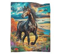 VMPLOKIJH 3D Horse Racing Pattern Plush Fleece Blanket, Soft Warm Flannel Throw Blanket, Cozy for Sofa Couch Bedroom Living Room Home Travel 70x80inch(180x200cm)