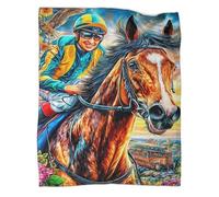 VMPLOKIJH 3D Horse Racing Pattern Plush Fleece Blanket, Soft Warm Flannel Throw Blanket, Cozy for Sofa Couch Bedroom Living Room Home Travel 60x80inch(150x200cm)