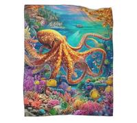 VMPLOKIJH 3D Octopus Pattern Fleece Throw, Super Soft Flannel Plush Blanket, Warm Cosy Throw Blanket for Couch Sofa Bedroom Living Room Home 50x60inch(127x152cm)