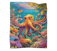 VMPLOKIJH 3D Octopus Pattern Fleece Throw, Super Soft Flannel Plush Blanket, Warm Cosy Throw Blanket for Couch Sofa Bedroom Living Room Home 60x80inch(150x200cm)