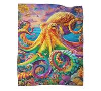 VMPLOKIJH 3D Octopus Pattern Plush Fleece Blanket, Soft Warm Flannel Throw Blanket, Cozy for Sofa Couch Bedroom Living Room Home Travel 60x80inch(150x200cm)