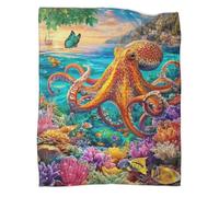 VMPLOKIJH 3D Octopus Pattern Plush Fleece Blanket, Soft Warm Flannel Throw Blanket, Cozy for Sofa Couch Bedroom Living Room Home Travel 70x80inch(180x200cm)